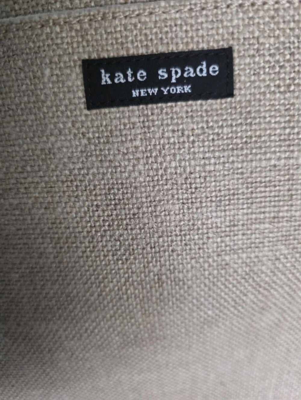 New Kate Spade Beige Canvas Tote with Black Trim